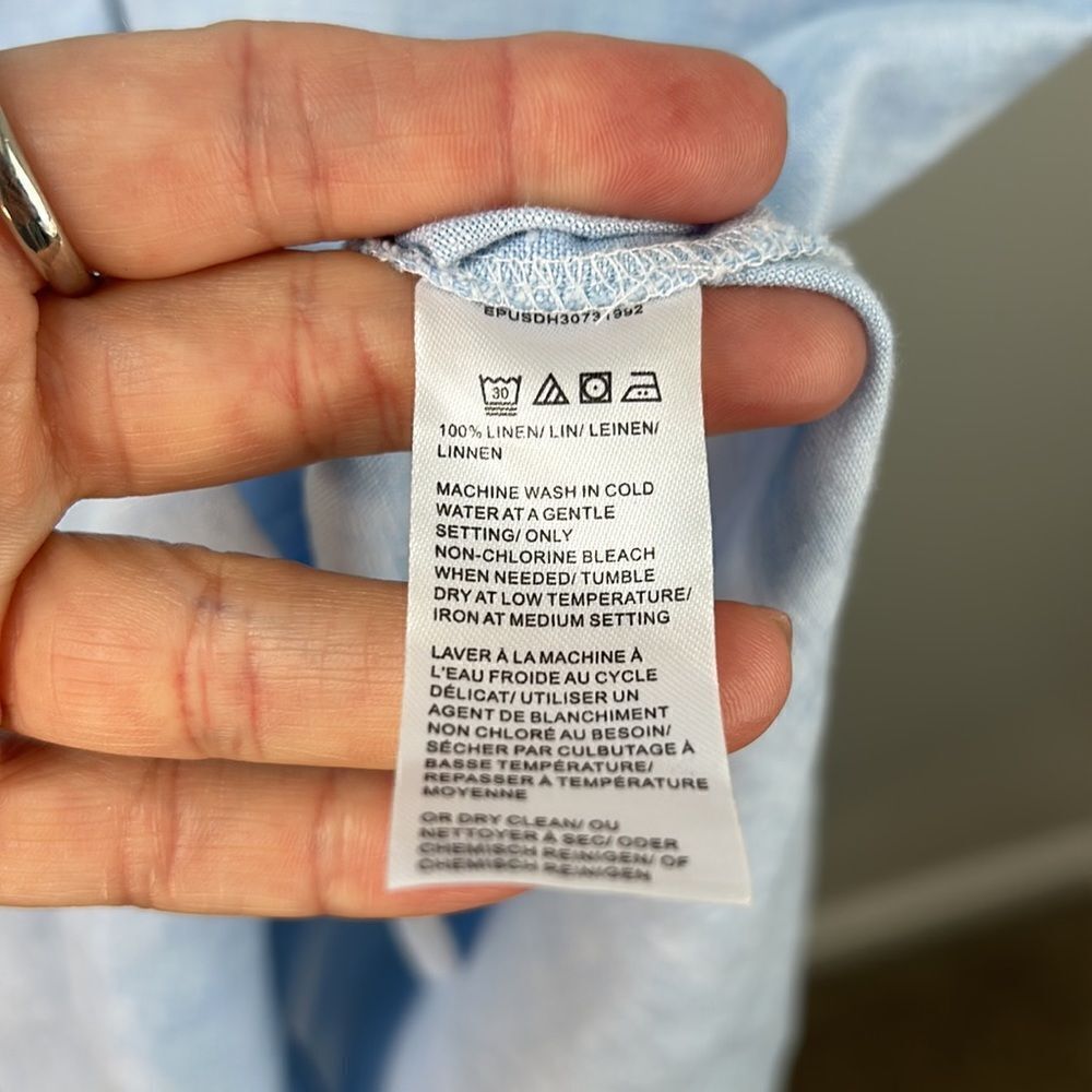 PURE NAVY Pocket Detail 100% Linen Chambray Button Front Shirt Midi Dress - Picture 7 of 9